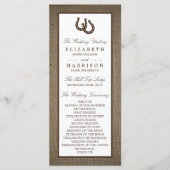 Programme Country Rustic Horseshoe Sur Burlap Mariage (Devant)
