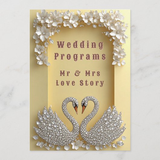 Programme 🌸 Couple de cygnes de mariage orné Thème élégant (Devant)
