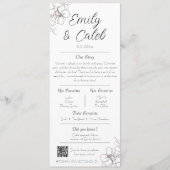 Programme Couple Faits Mariage floral noir et blanc (Devant)