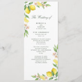 Programme Couronne aquarelle Mariage Citron Méditerranéen (Devant)