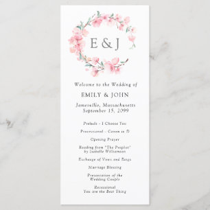 Programme Couronne de fleurs de cerisier à monogramme de mar