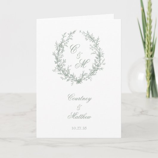 Programme Couronne de mariage botanique Monogramme Vert Saug (Devant)