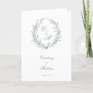 Programme Couronne de mariage botanique Monogramme Vert Saug