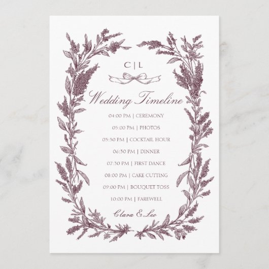 Programme Couronne de mariage champêtre de fleurs sauvages d (Devant)