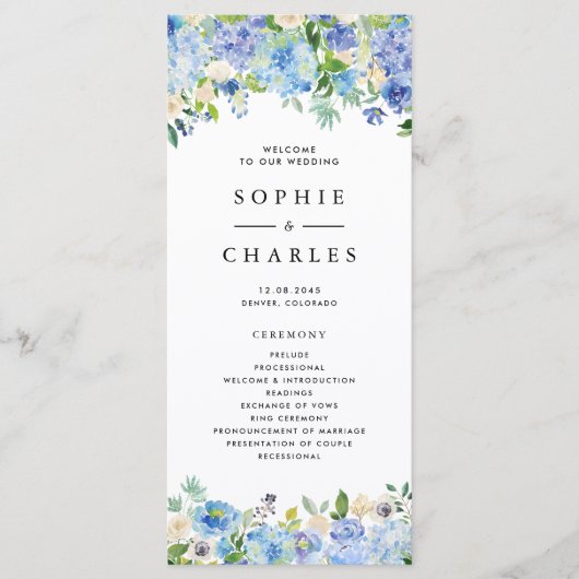Programme Couronne florale de mariage aux hortensias bleus a (Devant)