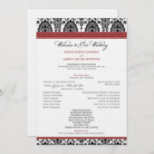 Programme : coutume : Damask black/red Wedding Program (Devant / Derrière)