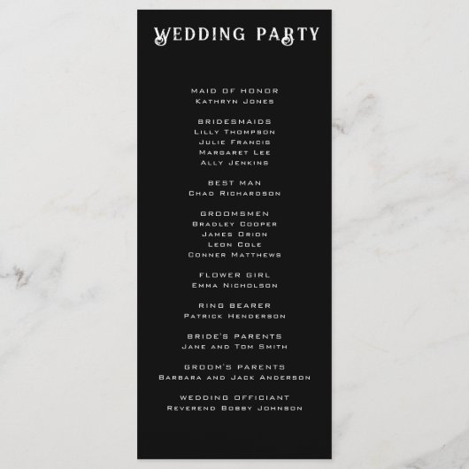 Programme Crânes et Mariage noir Rose (Dos)