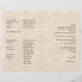 Programme Cream et Gold Mariage damassé (Dos)