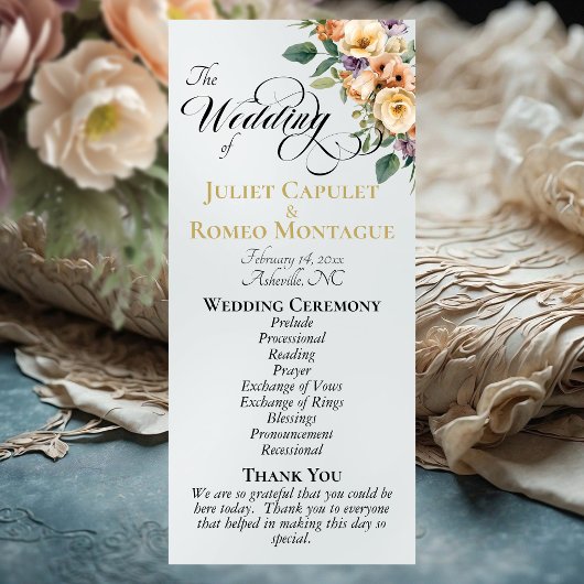 Programme Cream Floral - Pearl White Wedding