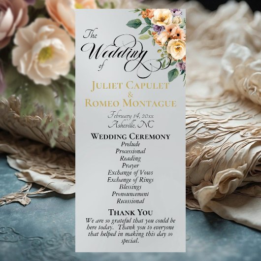 Programme Cream Floral - Silver Wedding