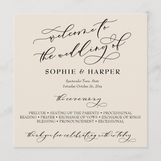 Programme Crème de typographie simple et élégante (Devant)