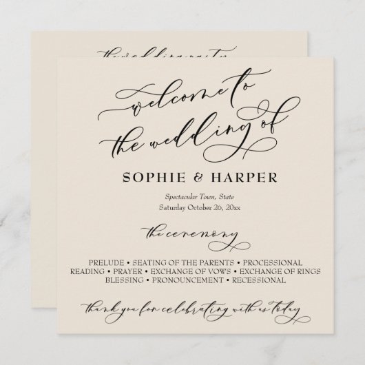 Programme Crème de typographie simple et élégante (Devant / Derrière)