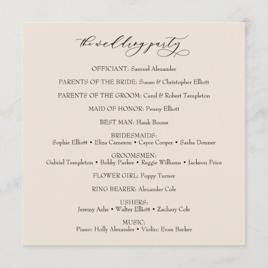 Programme Crème de typographie simple et élégante (Dos)