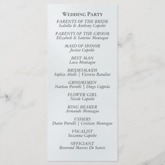 Programme Crème Floral - Mariage Blanc Perle (Dos)