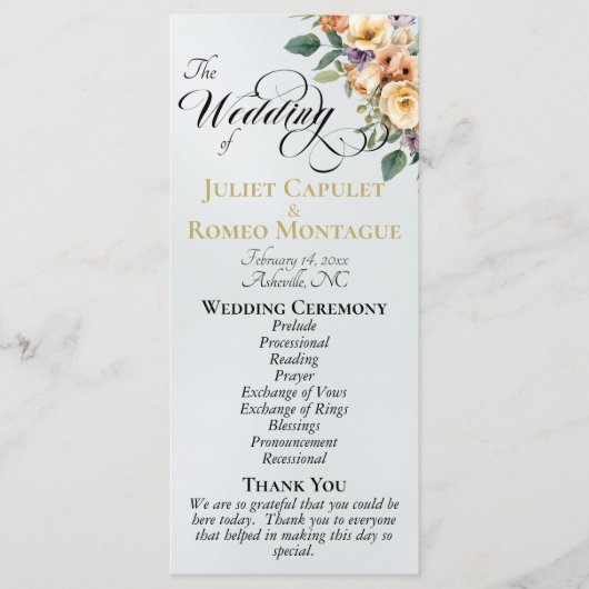 Programme Crème Floral - Mariage Blanc Perle (Devant)