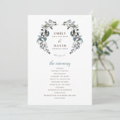 Programme Crest jardin | Cérémonie de Mariage Floral Bleu Bl (Debout devant)