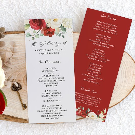 Programme Crimson rouge ivoire blanc rose Mariage floral