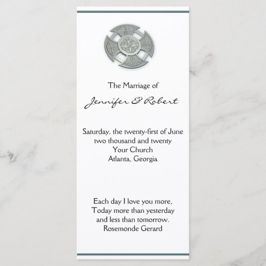 Programme Croix celtique en argent et mariage blanc (Devant)