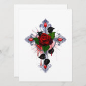 Programme Croix d'argent avec une rose rouge (Devant / Derrière)