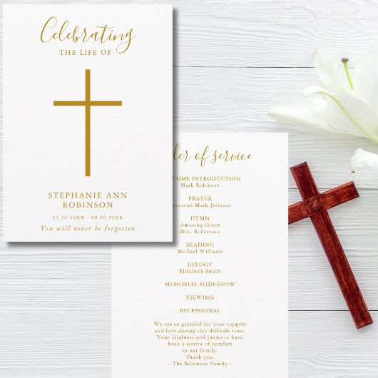 Programme Croix d'or Célébration de l'ordre de service de la