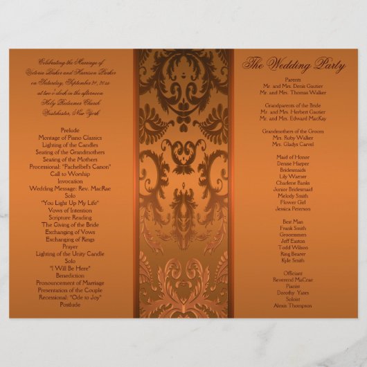 Programme Cuivre et Mariage damassé Brown (Dos)