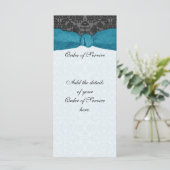 Programme Damask Ribbon Emballé Ordre de service - Turquoise (Debout devant)