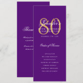 Programme d'anniversaire 80e Gold Purple Merci (Devant / Derrière)