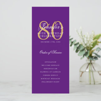 Programme d'anniversaire 80e Gold Purple Merci