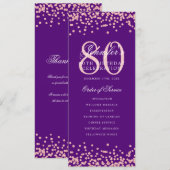 Programme d'anniversaire 80e Merci Rose Gold Purpl (Devant / Derrière)