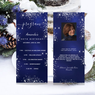 Programme d'anniversaire bleu parties scintillant