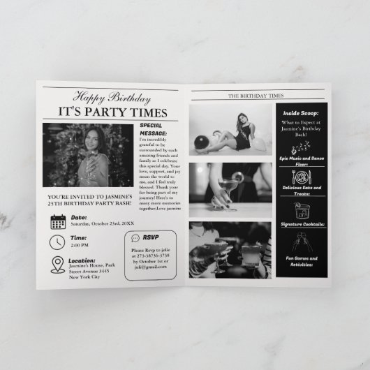 Programme d'anniversaire de journaux unique Infogr (Intérieur)