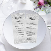 Programme d'anniversaire Menu confetti argent