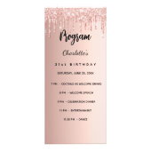 Programme d'anniversaire Menu rose gouttes de part (Devant)