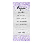 Programme d'anniversaire Menu violet argenté confe (Devant)