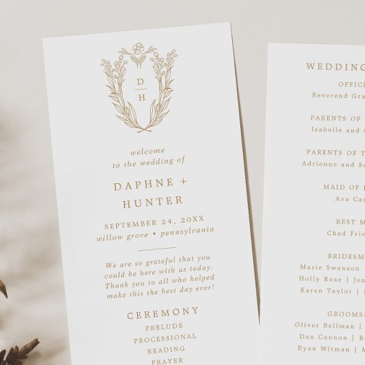 Programme DAPHNE Elegant Gold White Classic Mariage
