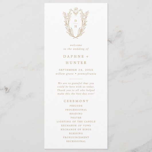 Programme DAPHNE Elegant Gold White Classic Mariage (Devant)