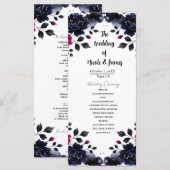 Programme d'aquarelle florale magenta rose et bleu (Devant / Derrière)