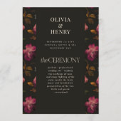 Programme Dark Floral Wedding Program Elegant Burgundy (Devant)