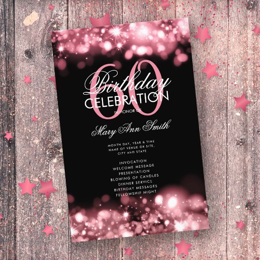 Programme de 60e anniversaire Menu Rose Gold Lumiè