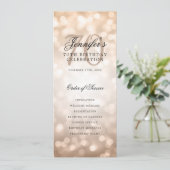 Programme de 70e anniversaire Menu Bokeh Rose Gold (Debout devant)