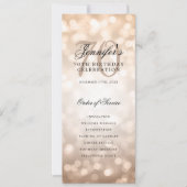 Programme de 70e anniversaire Menu Bokeh Rose Gold (Devant)