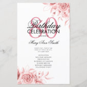Programme de 80e anniversaire floral Menu Rose Gol (Devant)
