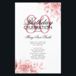 Programme de 80e anniversaire floral Menu Rose Gol<br><div class="desc">Conception élégante de "Programme de fête d'anniversaire" avec arrangement floral en rose gold avec texte personnalisé.</div>