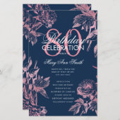 Programme de 80e anniversaire floral Rose Gold Nav (Devant / Derrière)