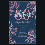 Programme de 80e anniversaire floral Rose Gold Nav<br><div class="desc">Conception élégante de "Programme de fête d'anniversaire" avec arrangement floral en Rose Gold Navy avec texte personnalisé.</div>