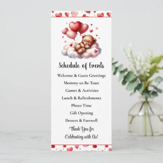 Programme de Baby shower à l'ours de Valentine (Debout devant)