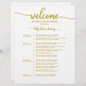 Programme de Baby Shower de 4 jours Chronologie Or (Devant / Derrière)