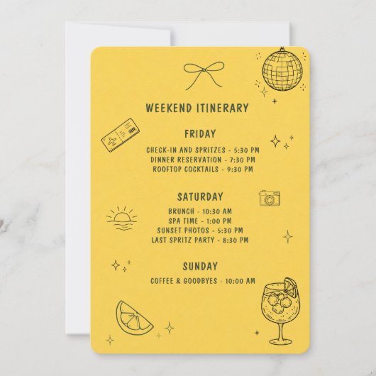 Programme de Baby Shower Minimaliste Jaune (Devant)