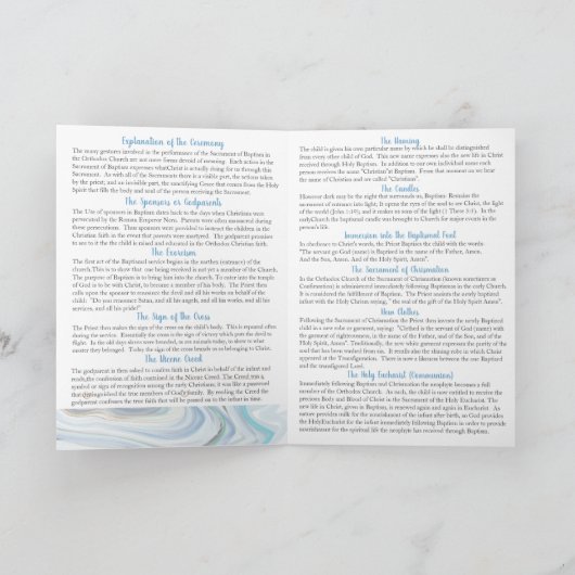 Programme de baptême de l'Église orthodoxe grecque (Intérieur)