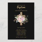 Programme de baptême - Floral Cross Black Gold (Devant)